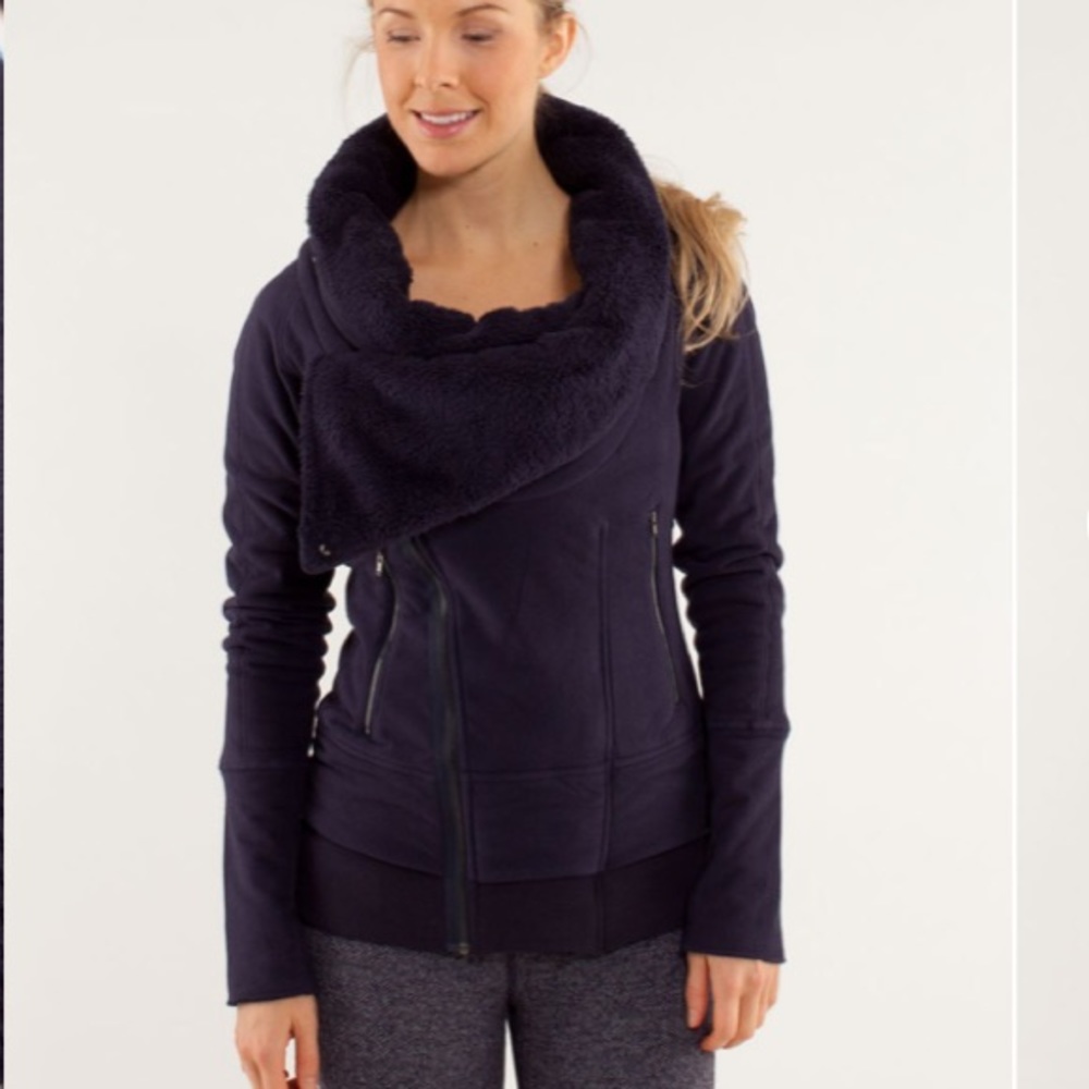 Lululemon Off The Mat fleece Sherpa jacket black swan sz 6